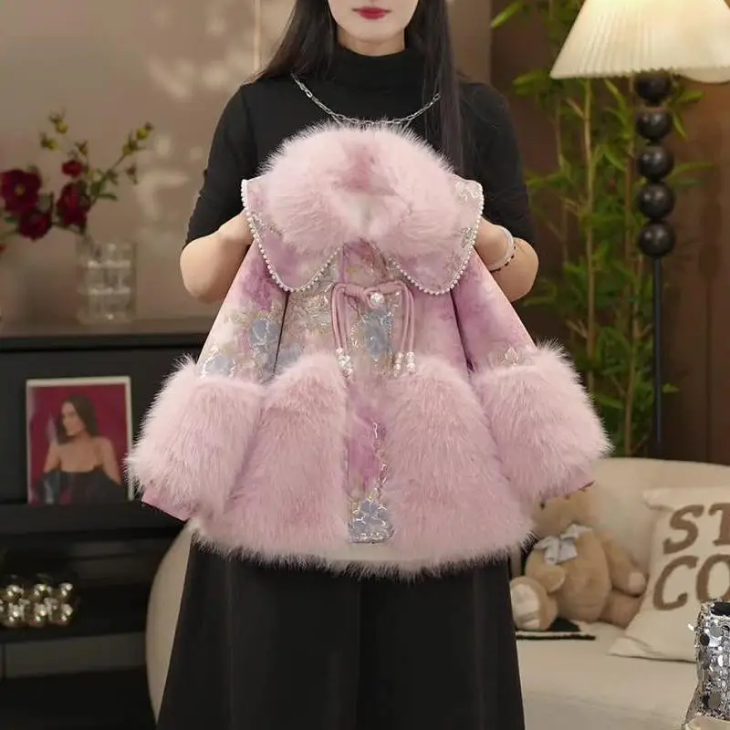 

Зимние теплые куртки, хлопковые милые блестящие куртки с цветочным узором для девочек, бархатная толстая детская верхняя одежда с капюшоном, детское зимнее пальто