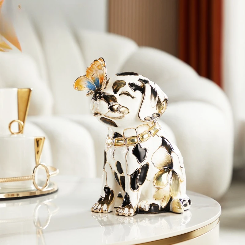Decoration of the new house, decoration of the prosperous dog ornament, living room TV background wall decoration, ornament dog