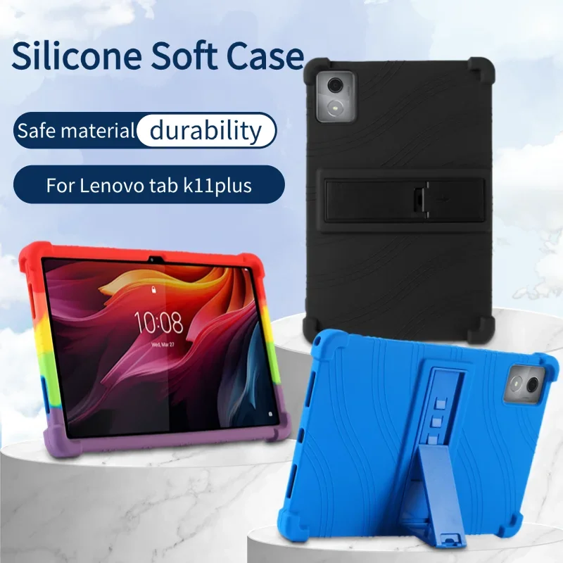 

Silicone Shockproof Cover For Lenovo Tab K11 Plus (2024) TB352FU TB352XU 11.45" Tablet Case Multi-Angles Adjustable Stand Funda