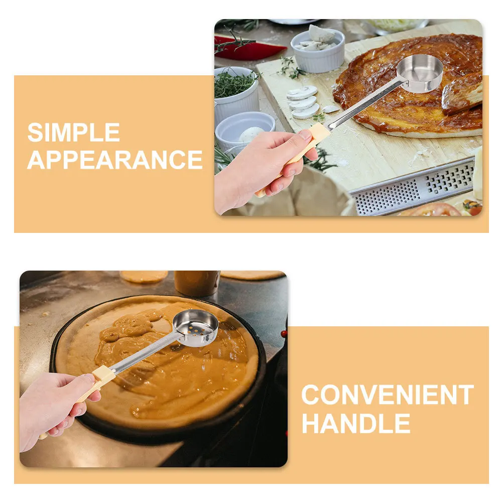 

2Pcs Stainless Steel Pizza Sauce Ladle Kitchen Ketchup Spoon Easy Clean Flat Bottom for Spreading Salad Dressings