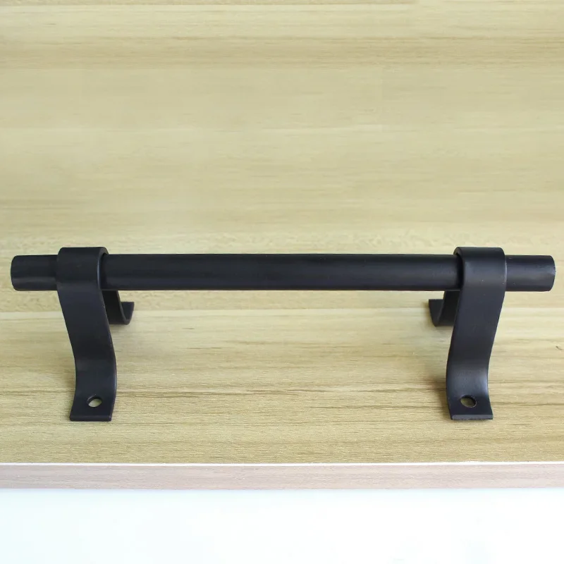 Simple Barn Door Handle Rustic Sliding Door Pull Knob Hardware Black Carbon Steel Heavy Duty Wood Gate Vintage Hardware Pulls