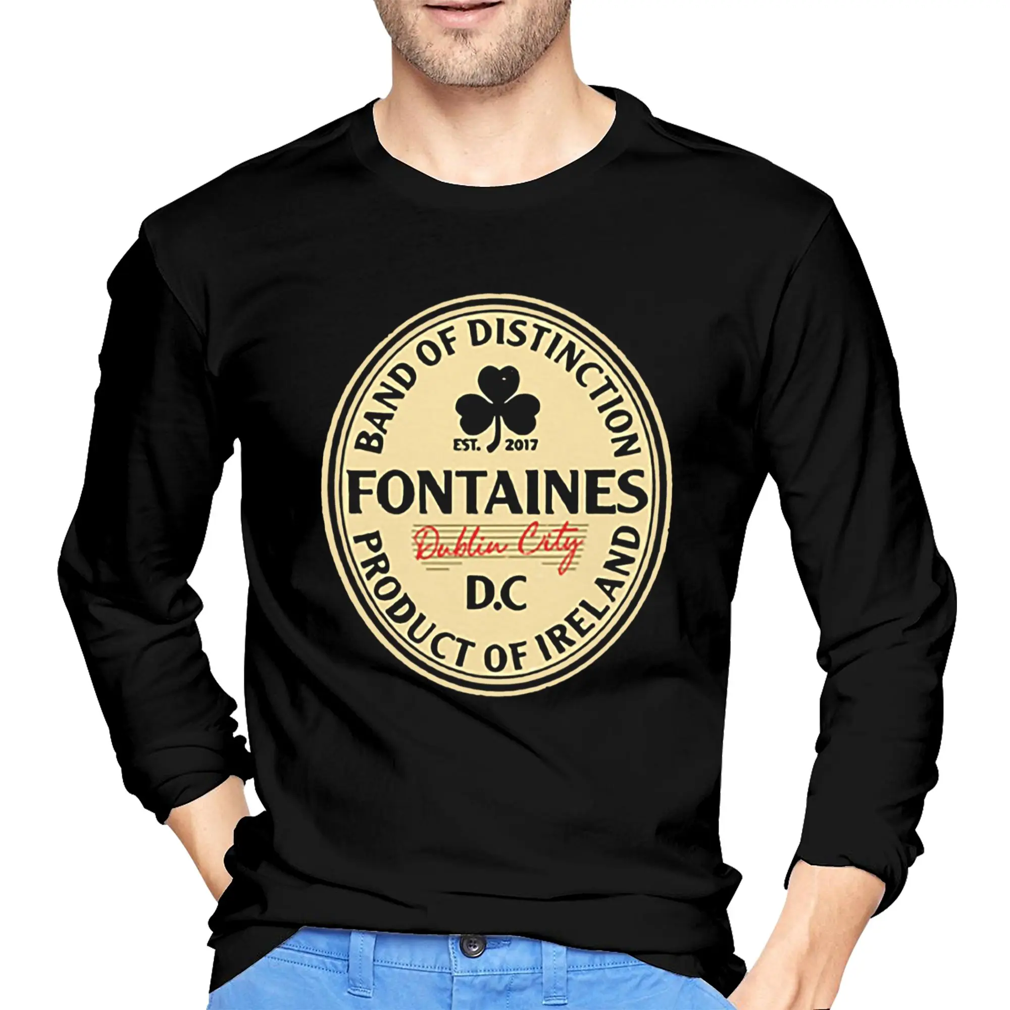 

Fontaines DC Men's Long Sleeved T-shirt Breathable Round Neck T shirts Spring and Autumn Men tops
