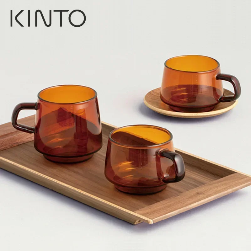 SePIA Series Amber Heat-Resistant Glass, Coffee Cup, Water Cup, Brown Glass with Handle, Japan, Kinto