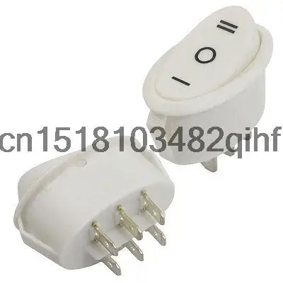 2 Pcs 6 Pin DPDT On/Off/On Oval Rocker Switch AC 15A 125V/250V White