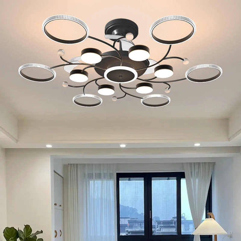 Plafonnier LED au Design Moderne et Minimaliste avec Ventilateur Invisible, Luminaire Décoratif de Plafond, Idéal pour une Chambre à Coucher, un Salon, une Salle à Manger ou un Bureau