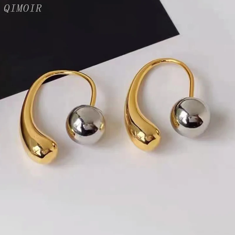 Water Drop Round Ball Metal Earrings For Women Copper Designer Styles Retro Luxury New Fashion Party Jewelry Girl's Gifts C1187