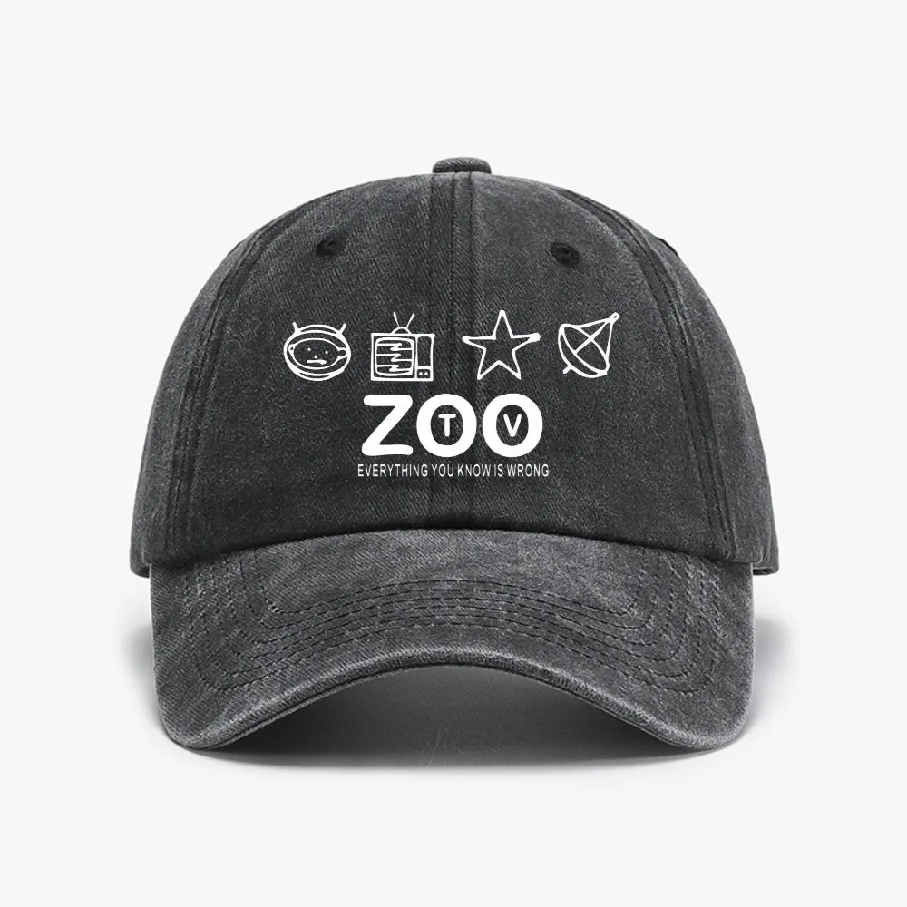 

U2 Zoo Tv By Abel Men Baseball Cap fashion Washed soft top Distressed Denim caps Casual outdoors Adjustable Snapback hats
