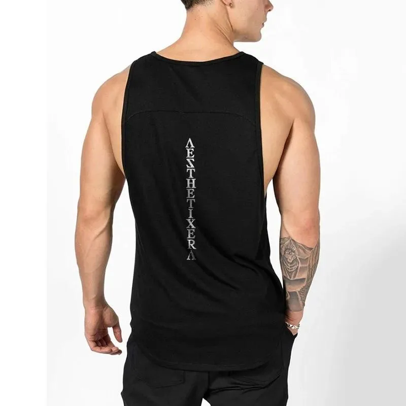 Pure Cotton Gym Clothing Fitness Mens Bodybuilding Patchwork Summer Breathable Fashion Casual Workout Stringer Singlets