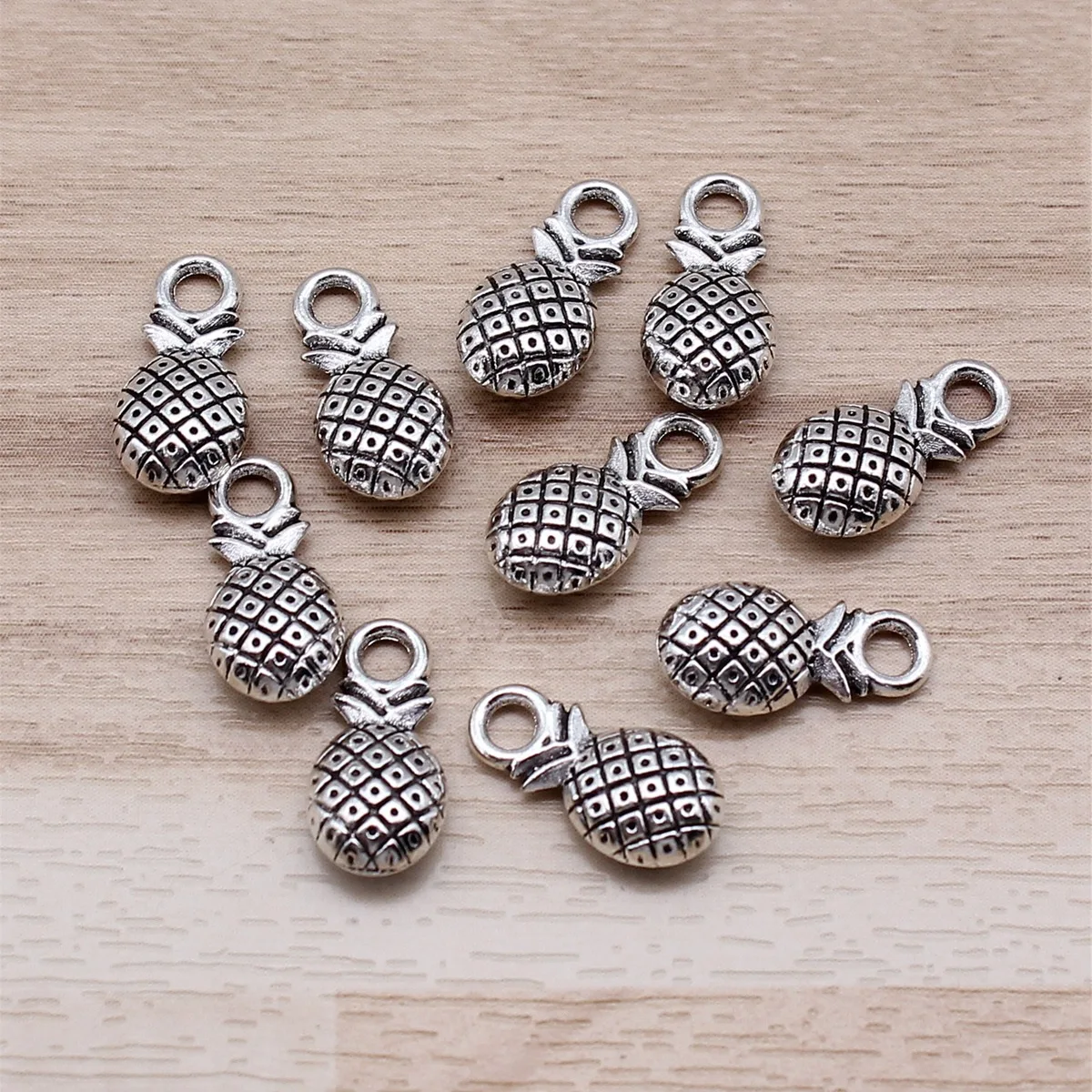 IFOCUS 10pcs/Lot Pineapple Charms For DIY Jewelry Making Zinc Alloy 14x7mm/0.55x0.28inch