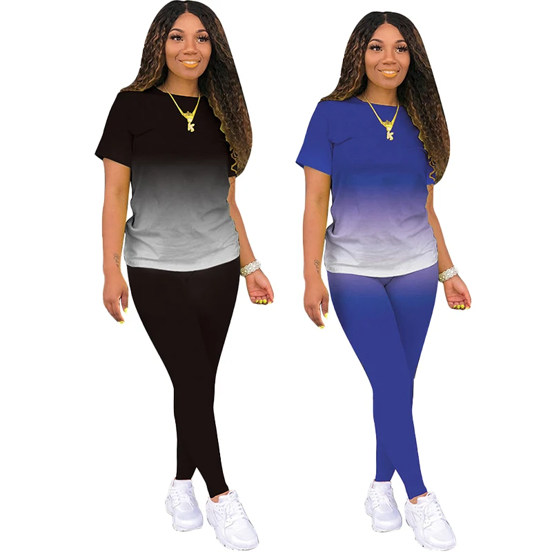 2 Piece Sets Women Outfit Spring Summer Short Sleeve and Pants Tracksuit Fashion Casual Streetwear Female Outfits