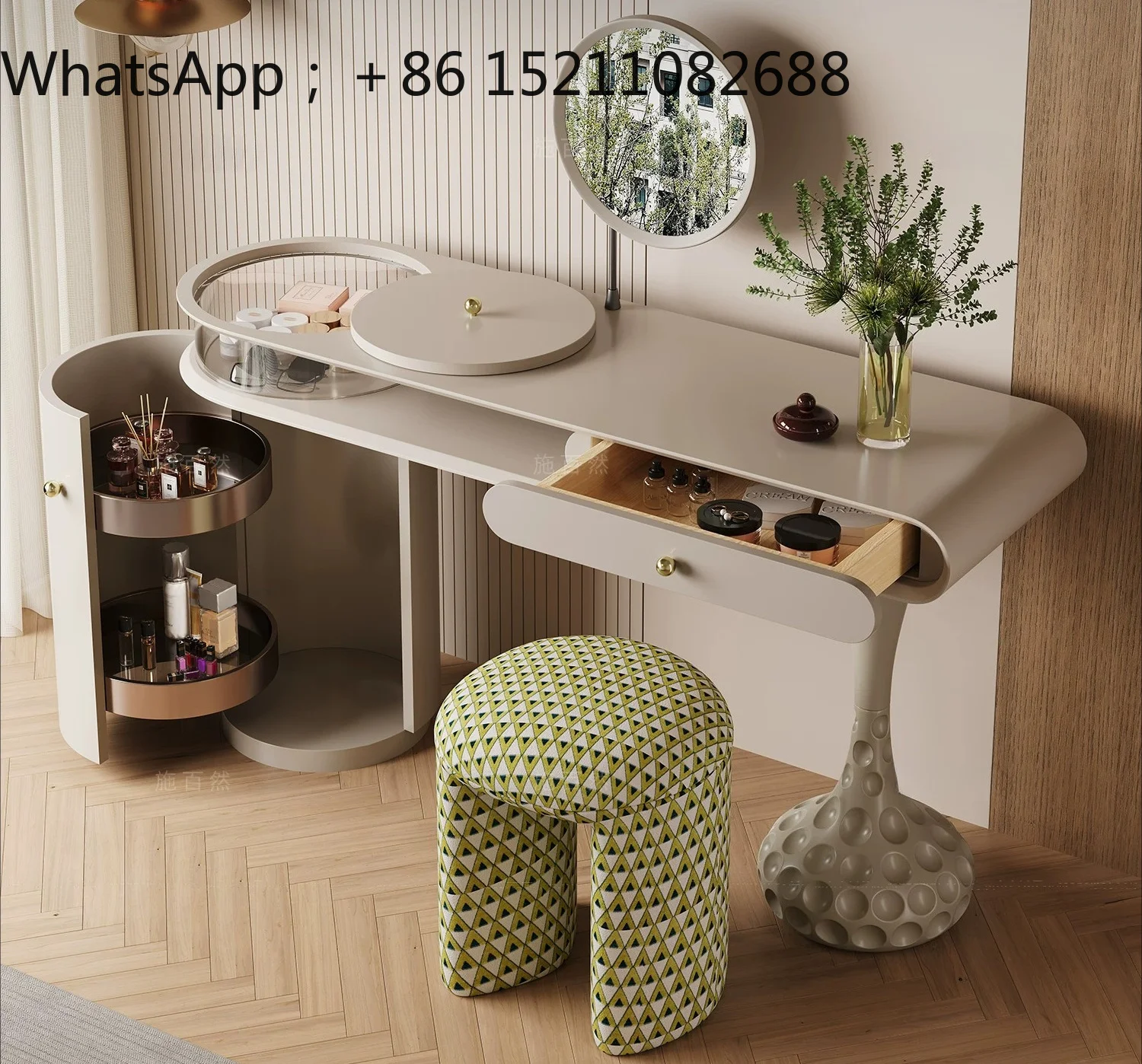 SCY light luxury high-end bedroom end of bed makeup table dresser storage cabinet integrated household