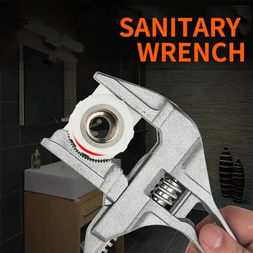 Universal Sanitary Wrench Tool Live Mouth Short Handle Adjustable Large Opening Wrench Kitchen Bathroom Wrench Multifunctional