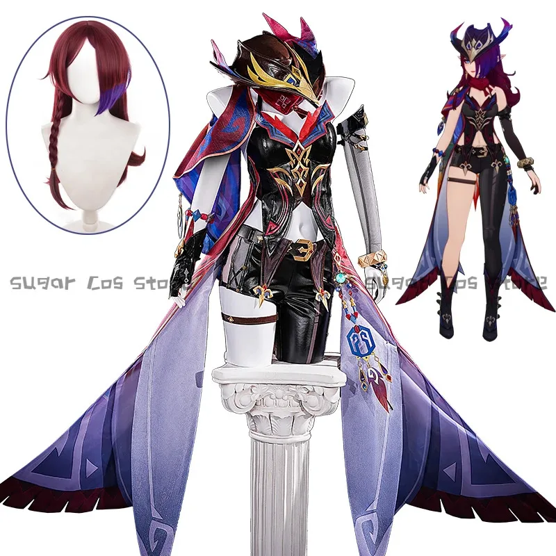 게임 Genshin Impact Chasca 코스프레 의상 가발 드레스 유니폼 모자 귀걸이 반지 Natlan 할로윈 파티 여성용 소품;6,r