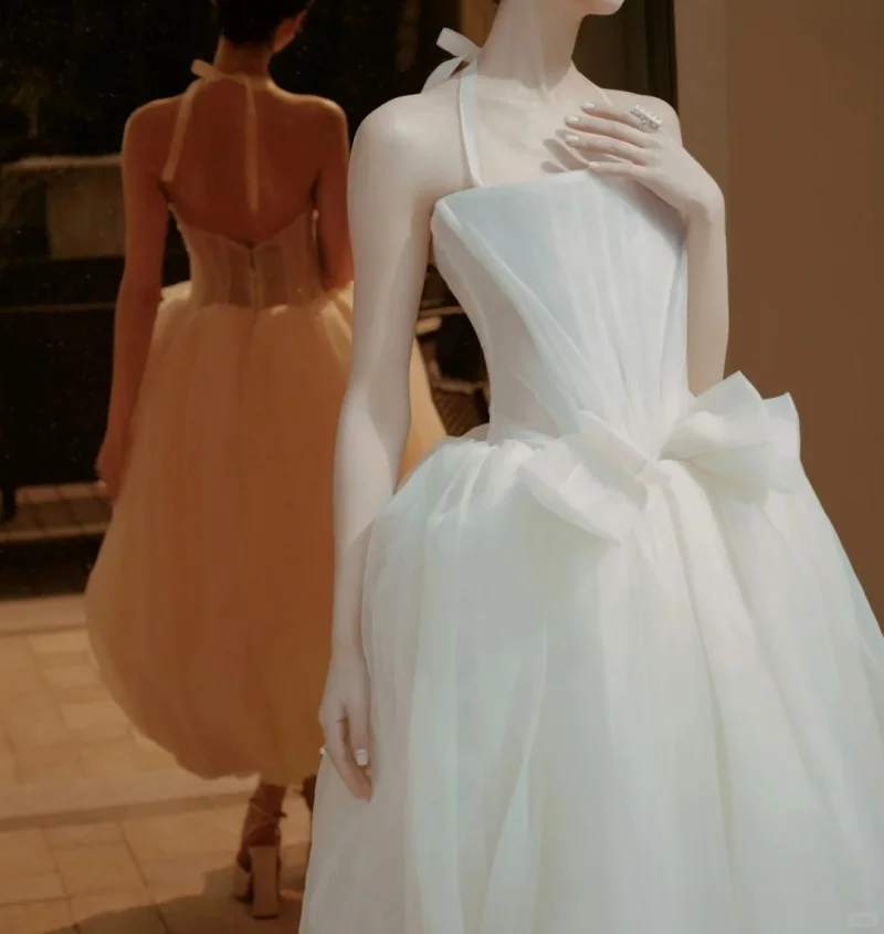 

Роскошное белое свадебное платье по индивидуальному заказу с корсетом с квадратным вырезом и тюлевым платьем на бретельках для свадебной вечеринки