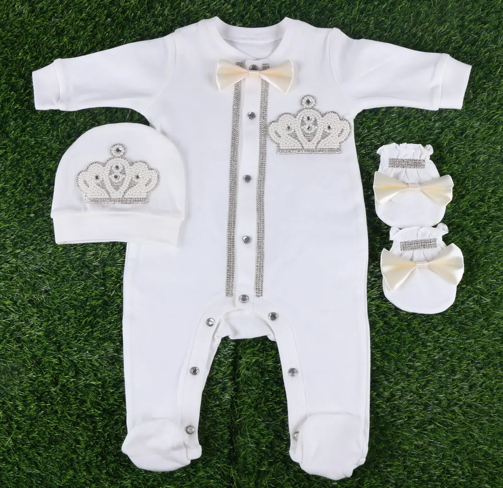

Baby gir boy cloths sets romper jumpsuit hat glove bowknot crown style