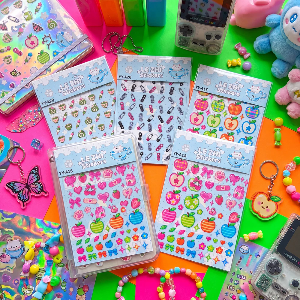 Apple LEZHI Cute Puffy Stickers Sheet Y2K Pixel Art Coquette Bow Pearl Apple Design For Journal Scrapbook Phone Decoration DIY Craft - Aliexpress Deal