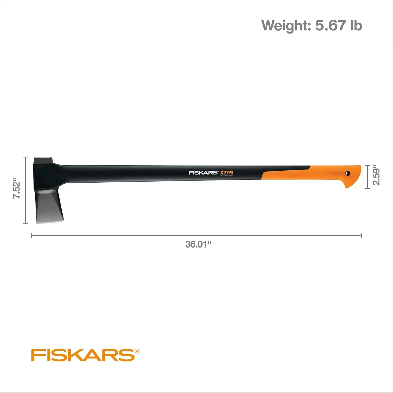 Fiskars X27 Super Splitting Axe, 36" Forged Steel Blade for Medium-Large Logs with Shock-Absorbing Handle