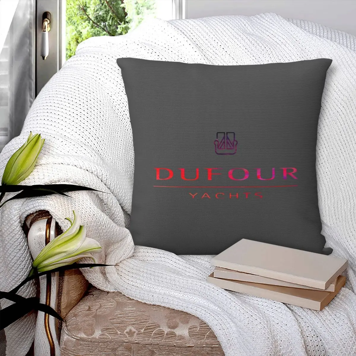 Dufour Yachts Boating neón rojo galaxia funda de almohada cuadrada funda de cojín funda de almohada para el hogar dormitorio coche
