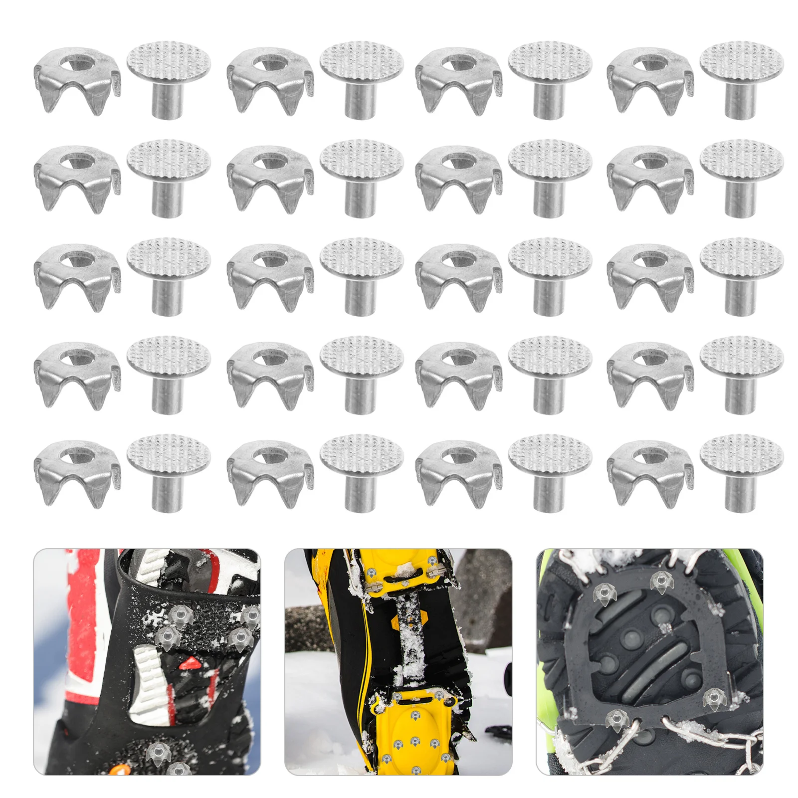 

50Pcs Snow Cleats for Boots Men Women Anti Slip Ice Grippers High Traction Spikes for Icy Conditions Winter Safety Outdoor Sport