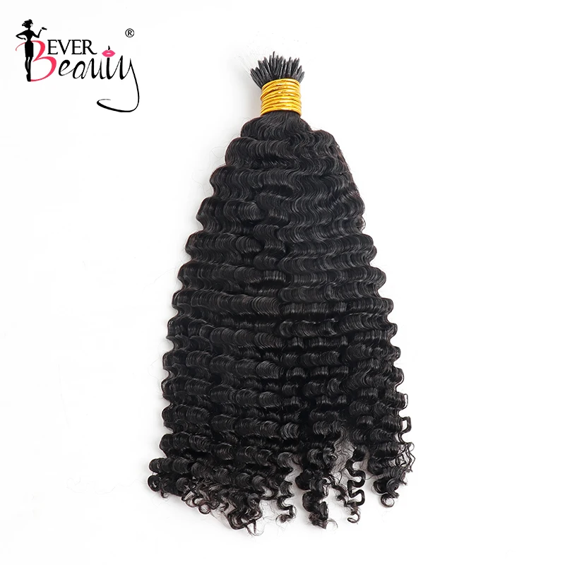 Extensiones de cabello humano rizado 3B3C F Tips Microlink para mujeres negras, mechones de plástico feither F Tips, Nano anillos de pelo I Tip