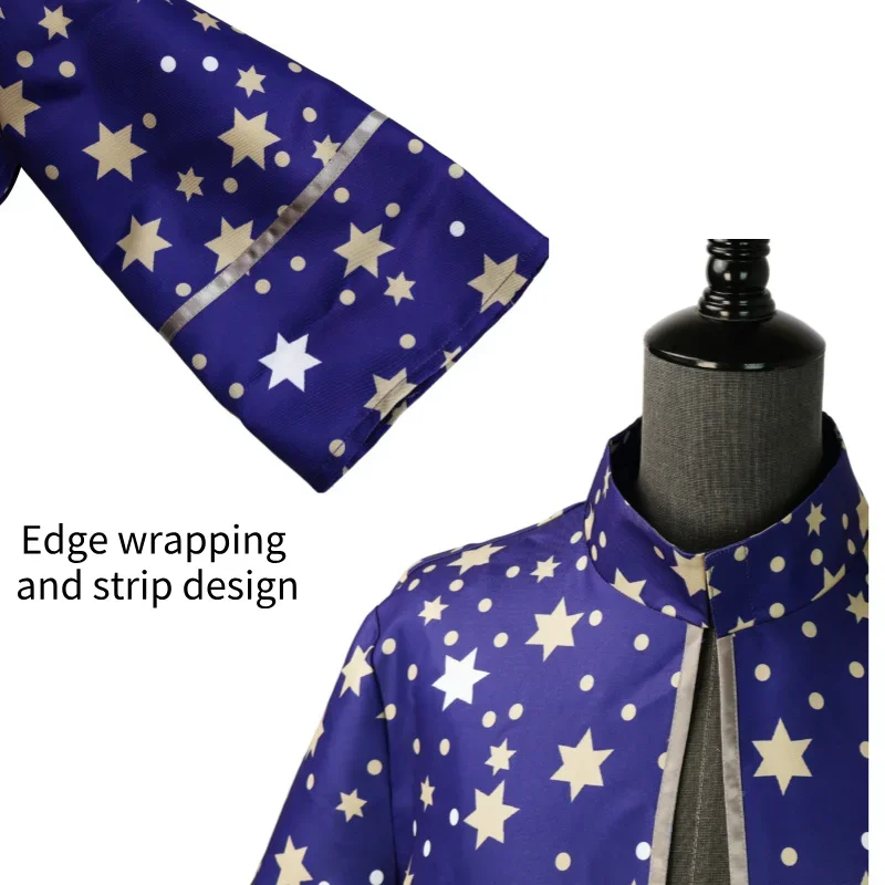 Traje Cosplay de Halloween para Homens, Robe e Chapéu Mágico, Roupas de Halloween, Decoração, Roupas, Estrela, Lua, Magia, Role Playing, Adulto