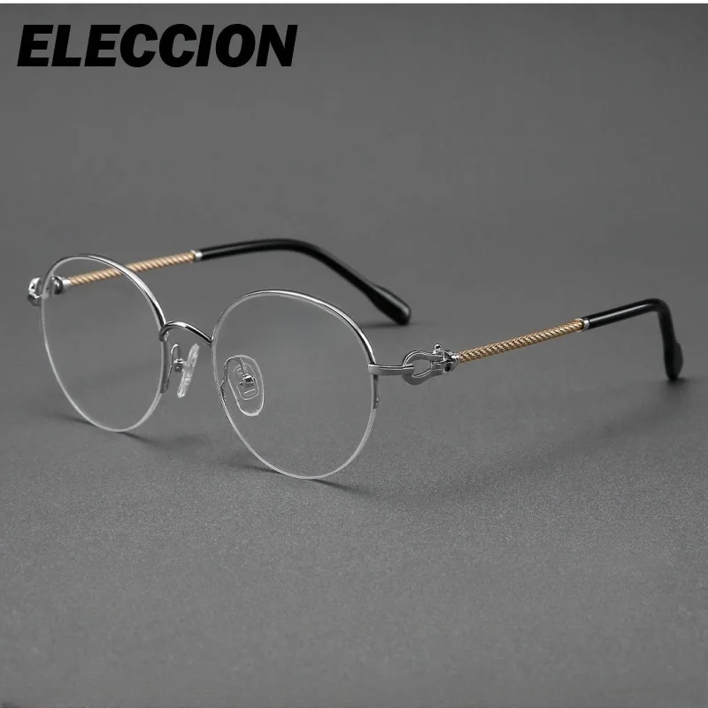 ELECCION Designer Eye Glasses Men Ultra Light Spectacle Gafas for Recipe Customize Reading Glasses  Male Round Frame