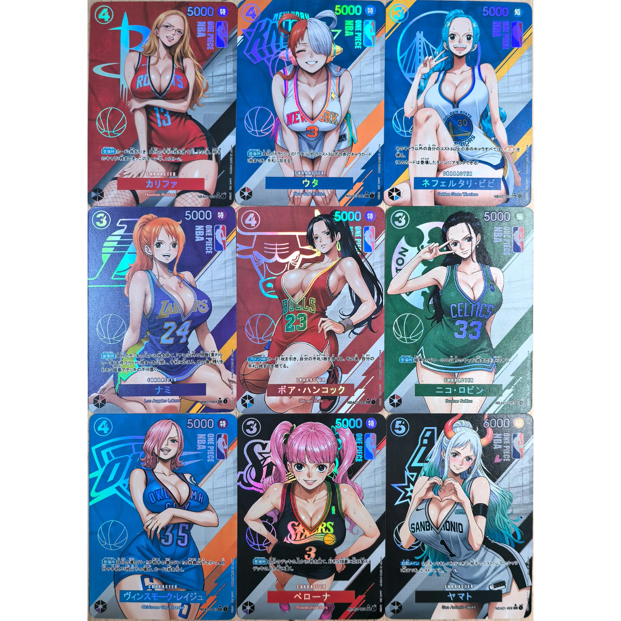 

9Pcs/set Diy ONE PIECE Nami Hancock Uta Vivi Basketball Series Flash Card Opcg Yamato Robin Classic Anime Collection Card