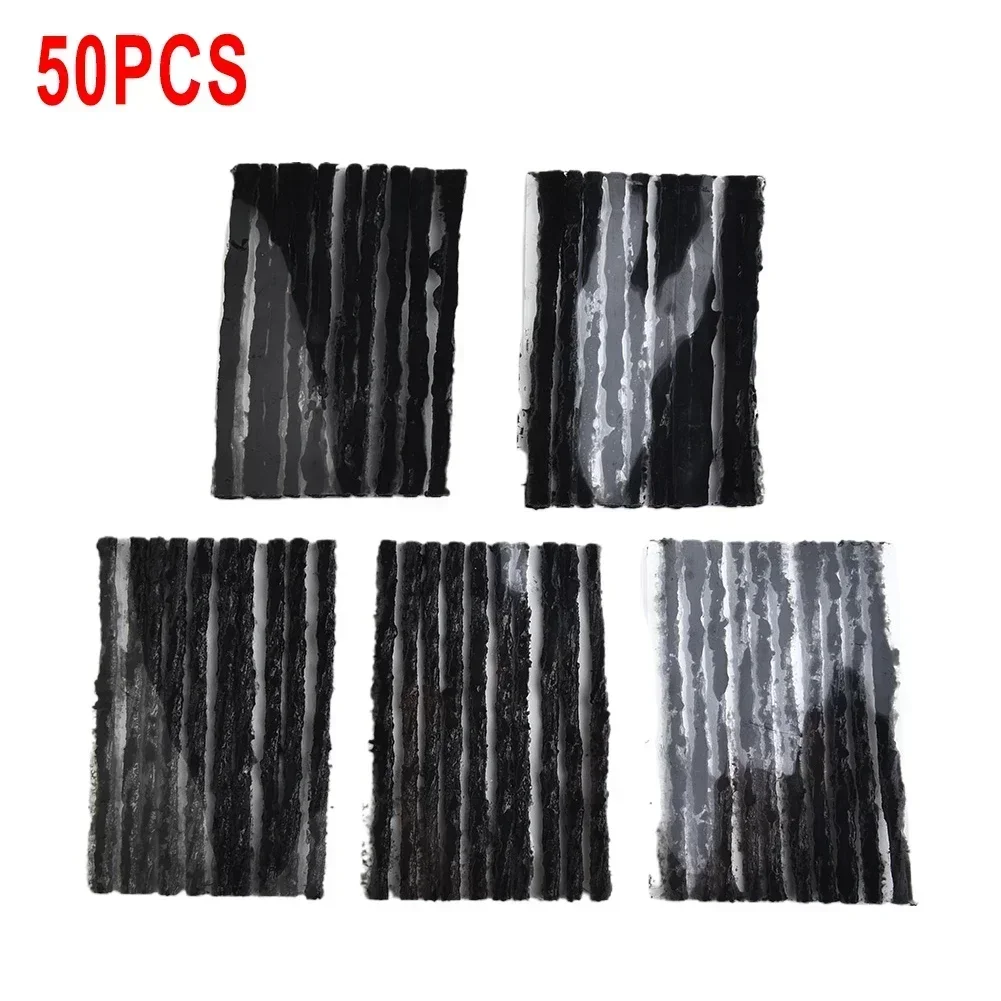 50pcs Black Car Tyre Seal Strip Puncture Recovery Repair Replacement Rubber Tubeless 0.1inch For Bike Auto Accessories 3.5*100mm