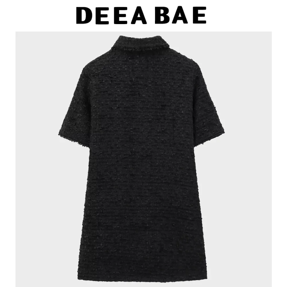 DEEABAE Women's Autumn Dresses small Fragrance Style Casual Temperament Retro Texture Dress Loose Casual Short Skirt