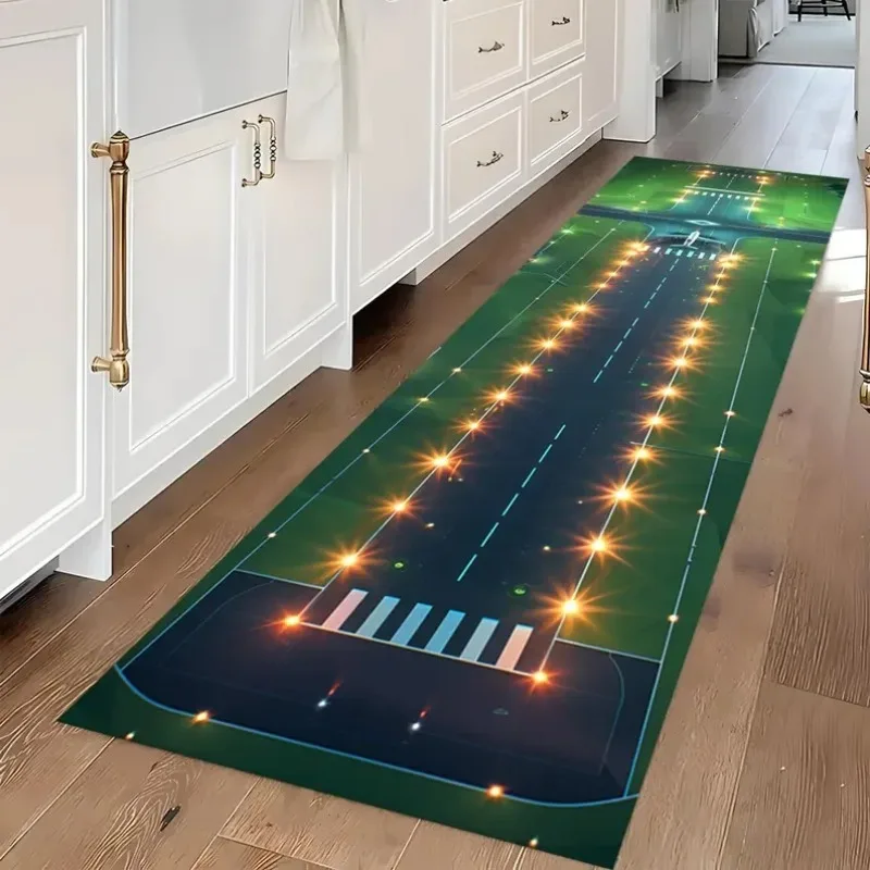 Neon Runway Rug Kids Airplane Play Mat Airport Bedroom Corridor Balcony Decor Carpet
