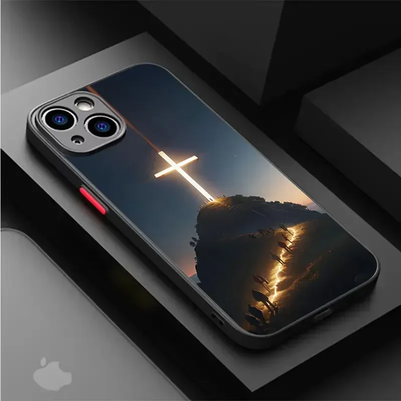 حافظة هاتف كريستيان يسوع كروس لهاتف آيفون 16 15 14 13 12 11 Pro Max X XR XS 8 7 Plus Mini SE 2020 2022 Funda Bible