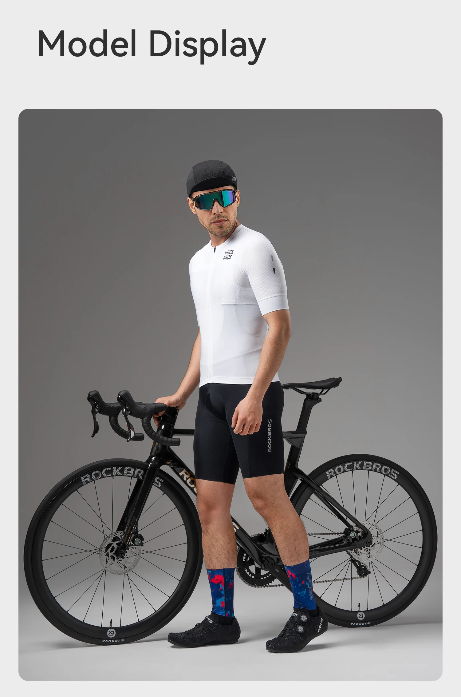 ROCKBROS Herren Fahrradtrikot Atmungsaktives Slim-Fit Kurzarmtrikot Feuchtigkeitsableitend Schnelltrocknend Sportbekleidung Outdoor-Kleidung – Detail 14