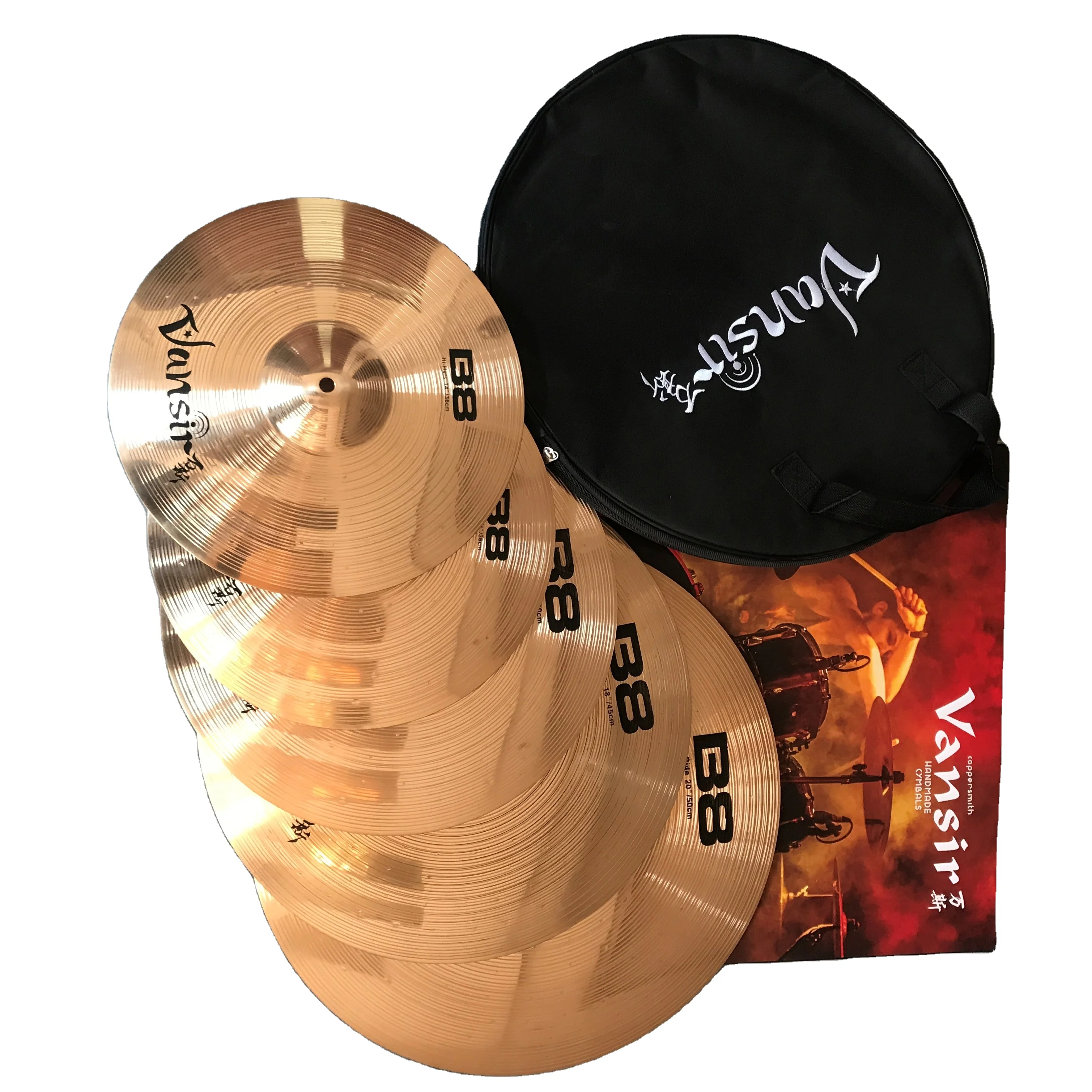 Vansir B8 High Grade Whole Cymbal Set With Cymbal Bag for Drum Kit Practice