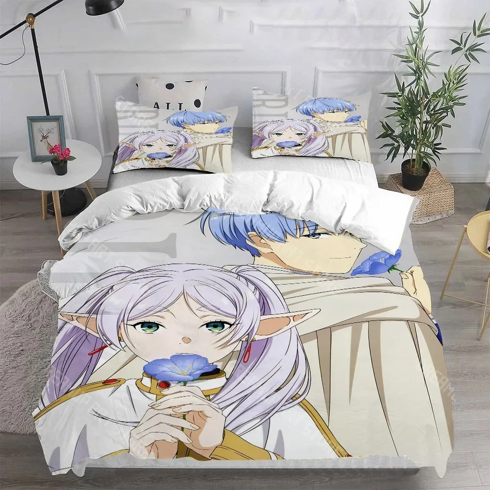 3D Printed Frieren Beyond Journey's End Anime Bedding Set for Boys Girls Duvet Cover Twin Queen King Full Single Double Sizes