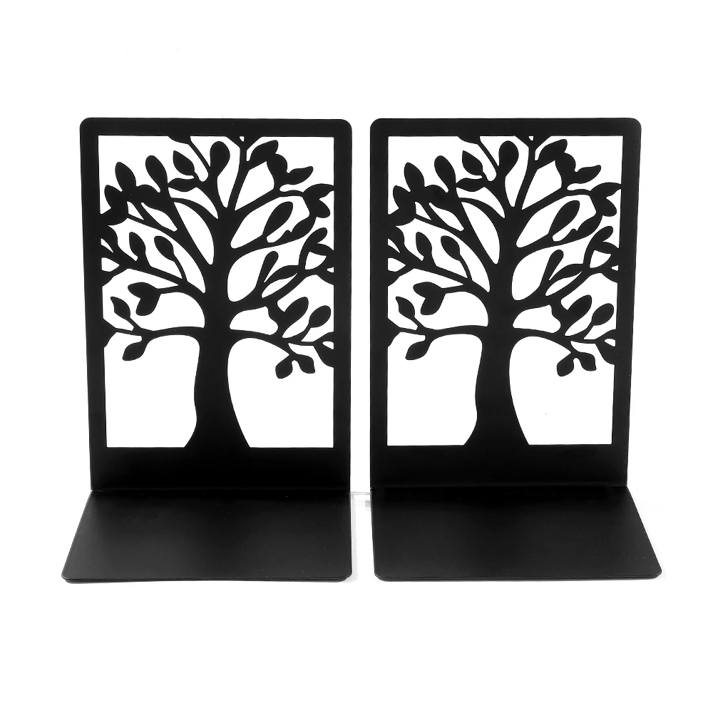 Metal Life Tree Iron Hollow Bookends Heavy Office Table Decoration Bookends Room Decoration Book Support 1Pair Stationery