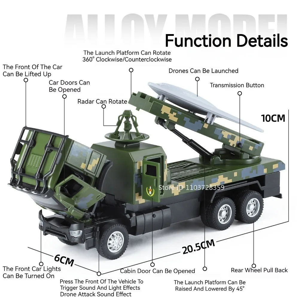 1:32スケール ATTACK-11 モデル玩具 メタルダイキャスト 軍用戦車輸送車両 サウンドライト プルバック ドア開閉式 男の子向けギフト