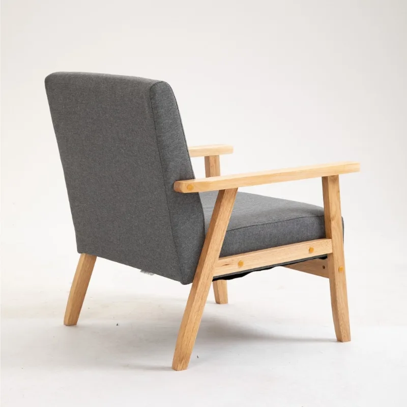 Modern design wooden armchair, suitable for family living room, bedroom, office; fabric leisure chair, suitable for hotels.