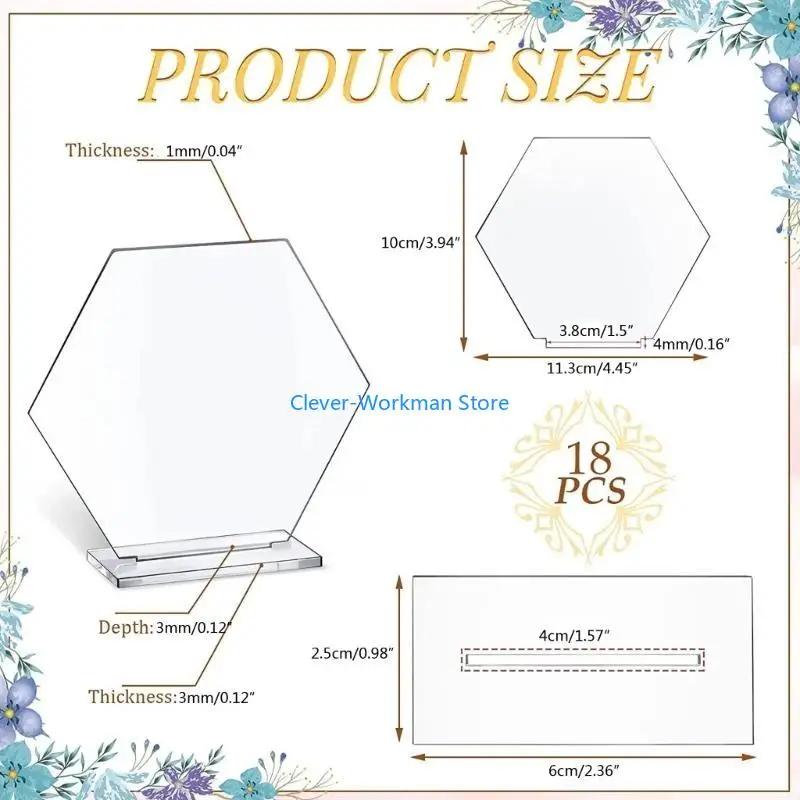 24TD 18 قطعة بطاقات وضع الاكريليك حامل شاشة لسطح المكتب حامل طاولة الزفاف الرقمية #5