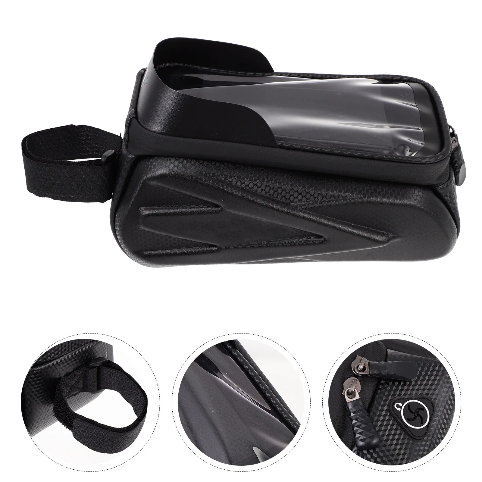 

Bike Handlebar Bag Waterproof Cycling Phone Bag with Transparent Touchscreen Window Mobile Phone Pouch for Bike Front Frame
