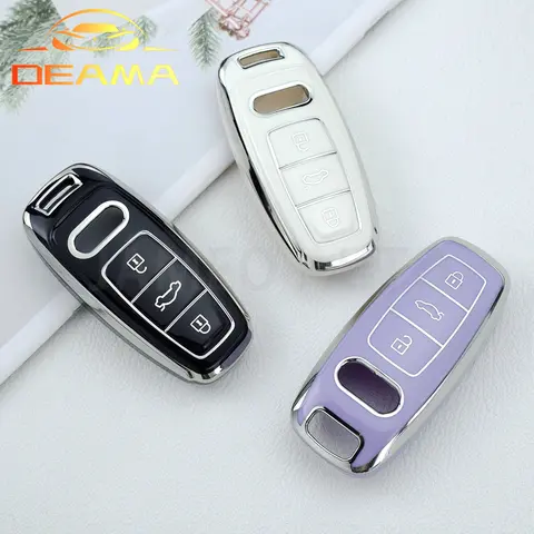 아우디 A6 A7 A8 E-tron Q5 Q8 C8 D5 자동 스타일링 보호 쉘 홀더 액세서리에 대 한 부드러운 TPU 자동차 스마트 키 케이스 커버
