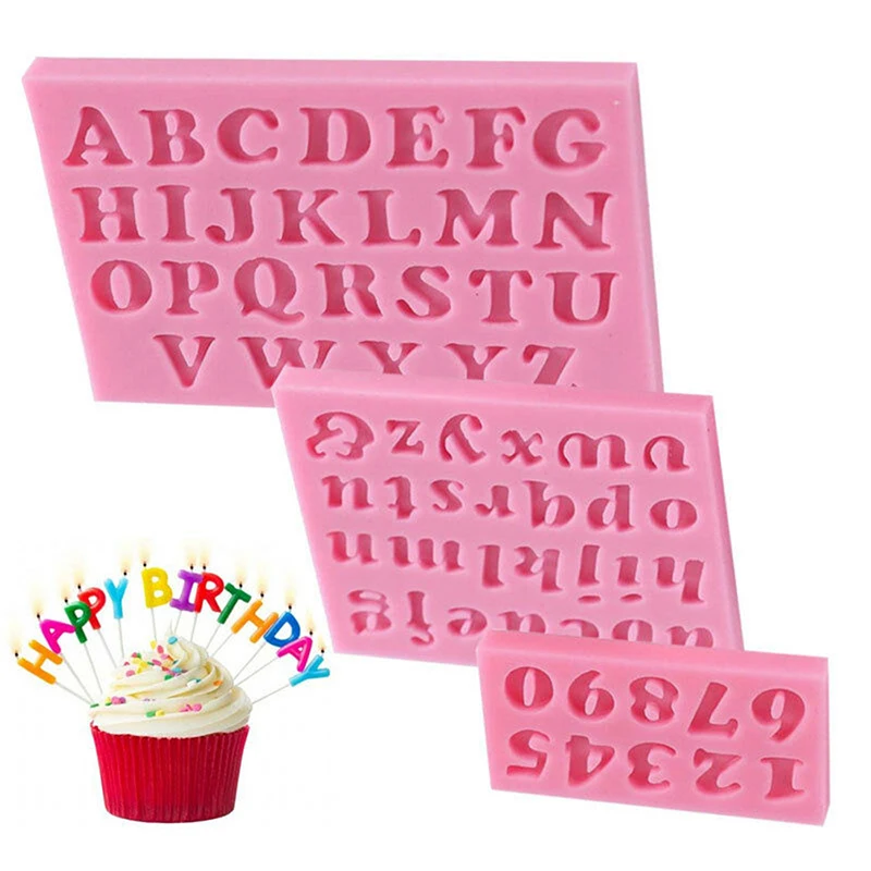 3pcs/set Number Letter Shape Silicone Mold Cake Decoration 3D Food Grade Soap Chocolate Moulds