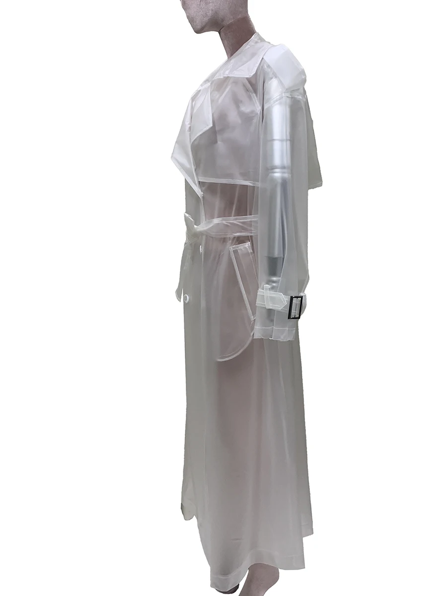 เสื้อโค้ทเทรนช์โค้ทหนัง PVC บางเบา โปร่งใส ทรงโอเวอร์ไซส์ สำหรับผู้หญิง พร้อมเข็มขัด เสื้อผ้าหรูหรา แฟชั่นยุโรป สตรีทแวร์ 2025