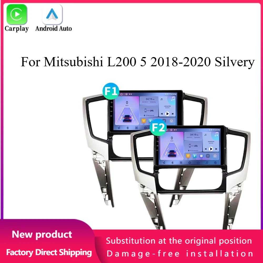 

For Mitsubishi L200 5 2018-2020 Silvery Car Radio Multimedia Video 4G GPS Android 14 Navigation Wireless BT Carplay Touch Screen