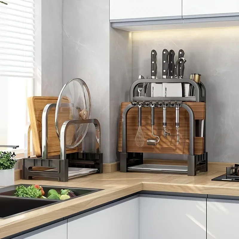 

Upgrade Stainless Steel Knife Racks, Kitchen Racks, and Integrated Storage Racks for Household Countertop Cutting Boards