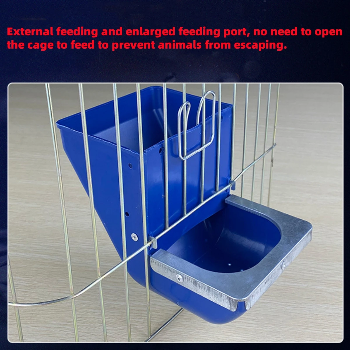 Blue Rabbit Feed Box Hopper Rabbit Cage Hanging Feed Trough Hamster Bunny Guinea Pig Eating Drinking Bowl Livestock Supplies 1Pc view 4