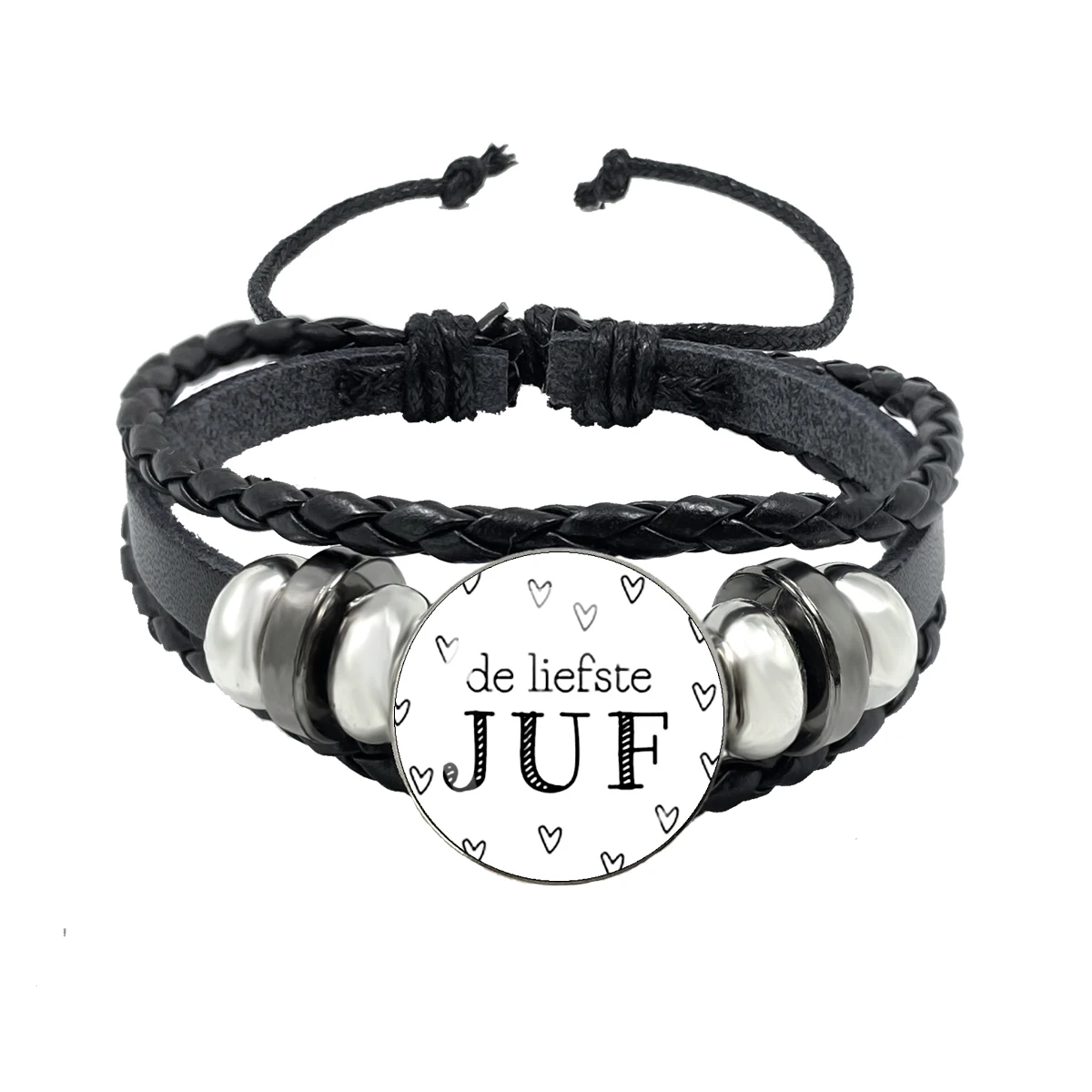 Pulseras de Cuero Multicapa Hechas a Mano con Cabujón de Cristal para la Profesora Más Querida, Regalo de Agradecimiento para la Profesora, Joyería de Regalo para la Profesora