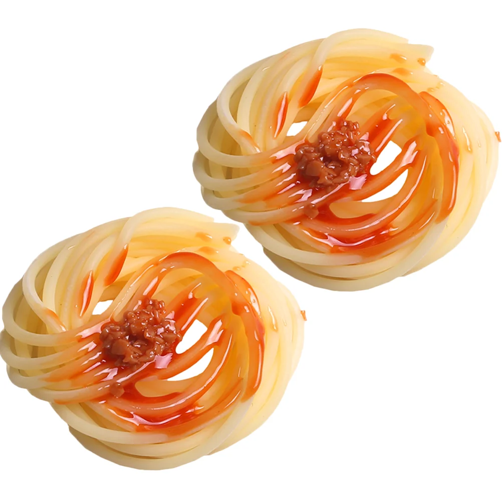 2 Pcs Pasta with Artificial Sauce Model Gnocchi Fake Food Pretend Models Decor Desktop Decors