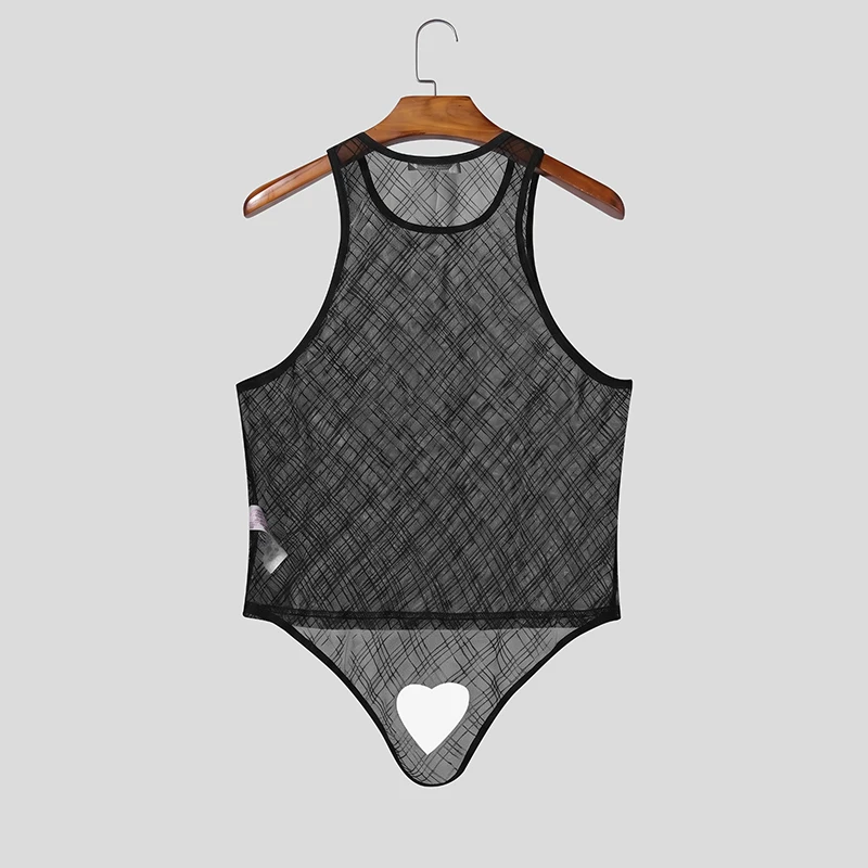 INCERUN Herren Tanktops Mesh Patchwork Durchsichtige Sexy Ärmellose Unregelmäßige Oberteile für Männer Sommer 2026 Party Herrenkleidung Westen