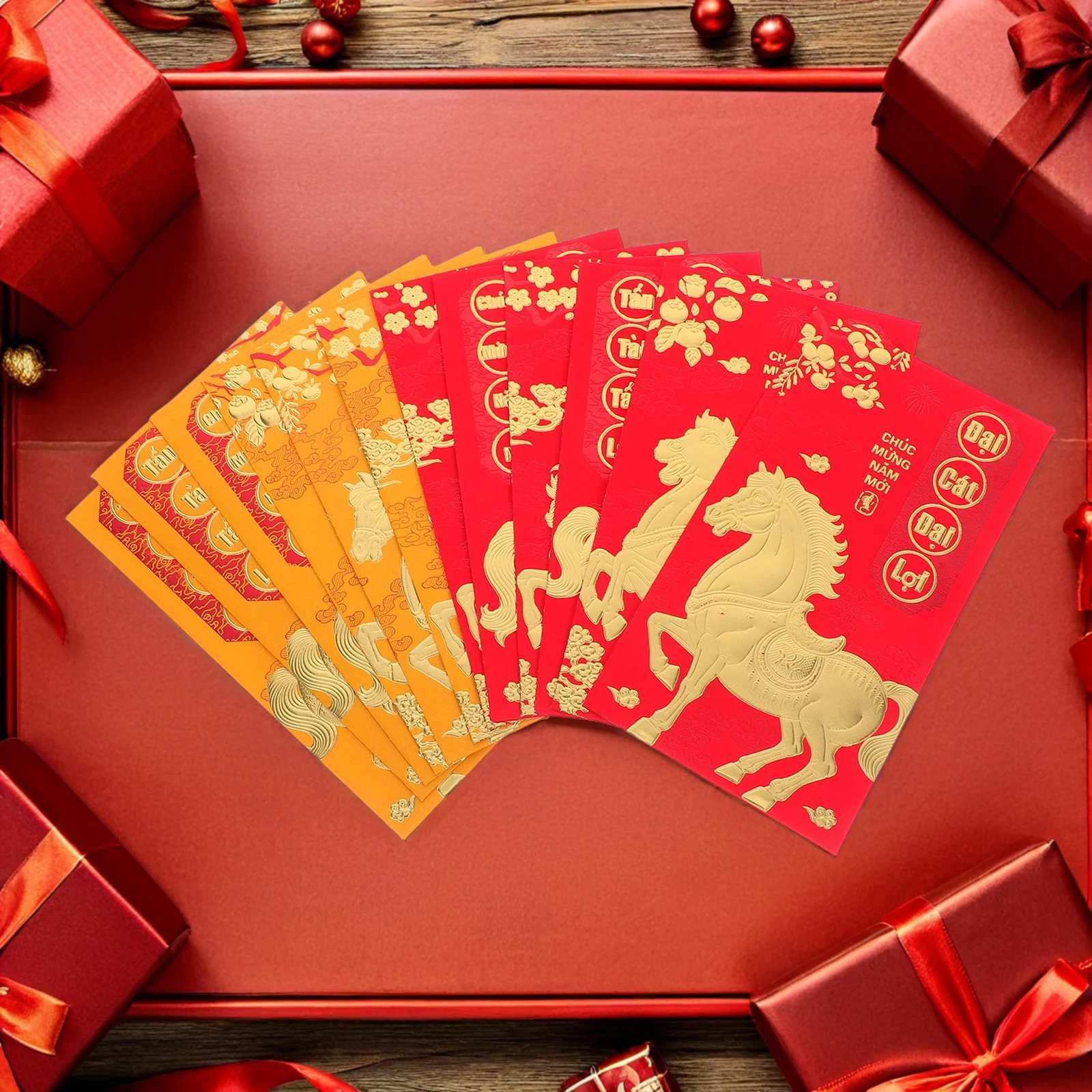 48pcs New Year Li Shi Feng: 2026 Horse Zodiac Red Envelopes Vietnamese Lunar Spring Festival Lucky Money Pockets Chinese Hong