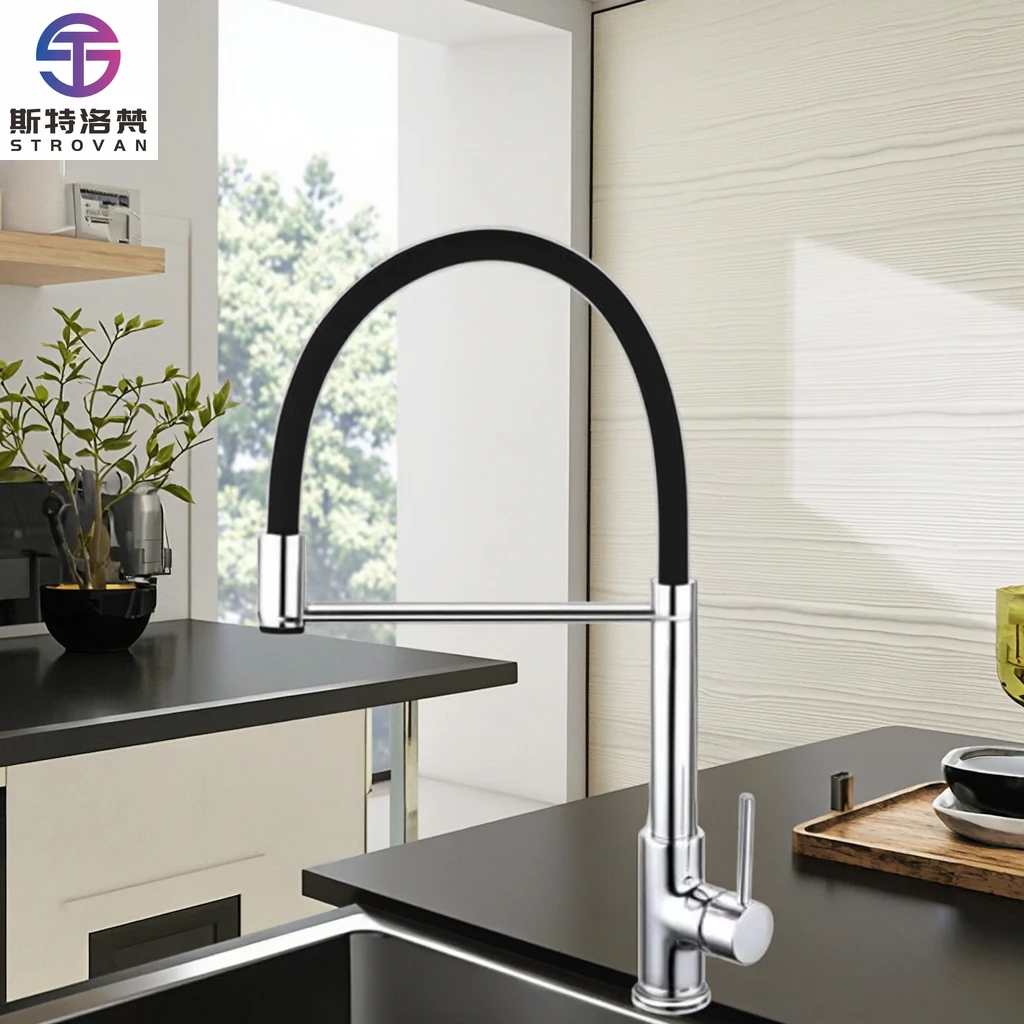 

Heavy Duty Durable Tap Solid Brass Core Chrome Finish Commercial Kitchen Faucet for Restaurant